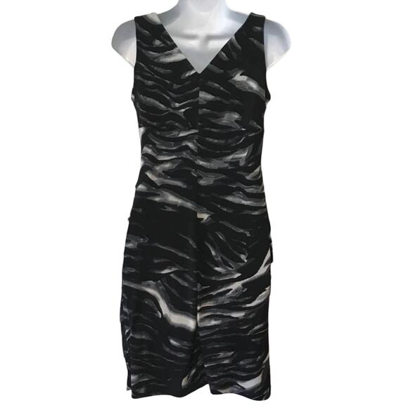 Enfocus Studio Gray and Black Bodycon dress sz 6 - Picture 2 of 5